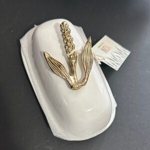 Made in India ceramic white and gold butter dish